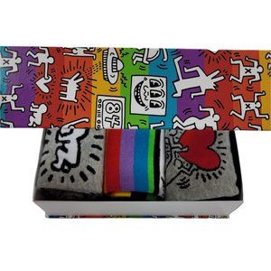 Keith Haring Socks 3 Pack Crew Sock Size 10-13, Gift Box - Style# KH961940